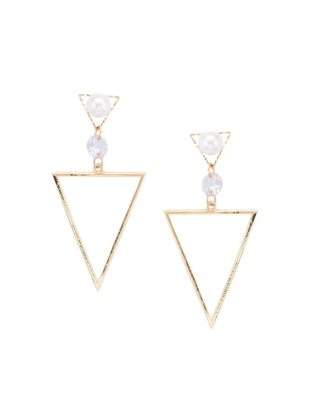 

Globus Gold-Toned & White Geometric Drop Earrings
