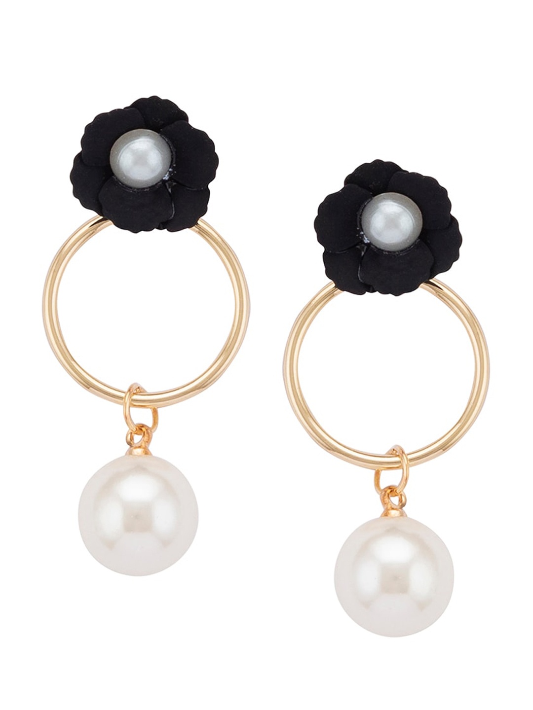 

Globus Gold-Toned & White Contemporary Drop Earrings