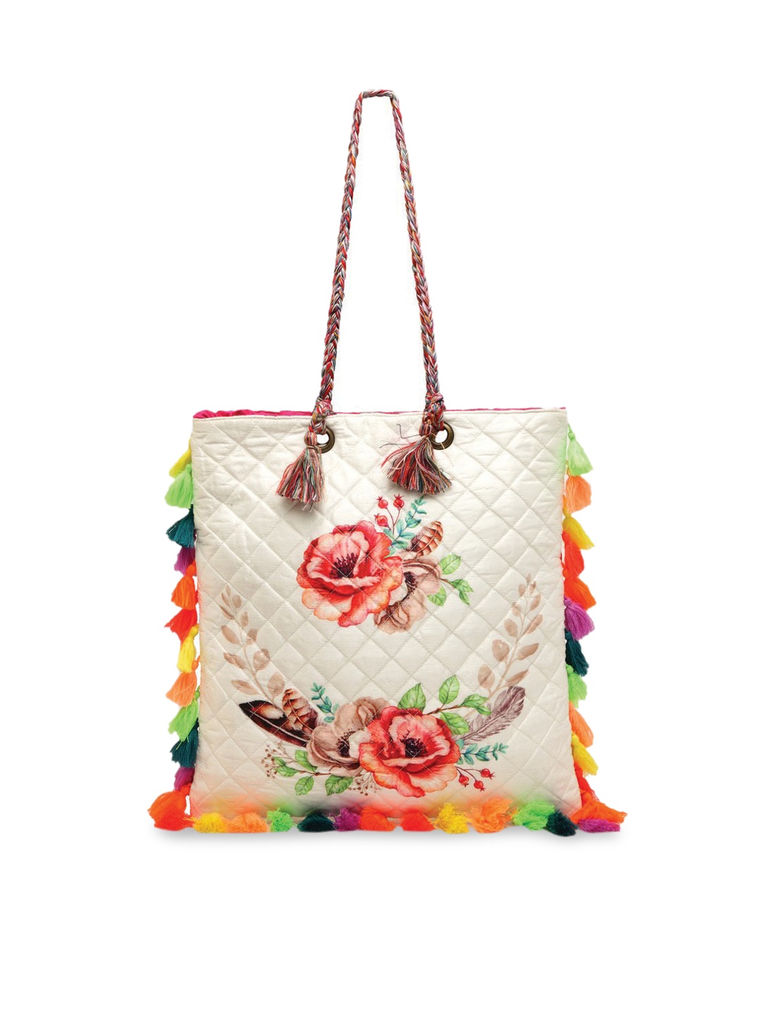 

The House of Tara White & Gold-Toned Printed Tote Bag
