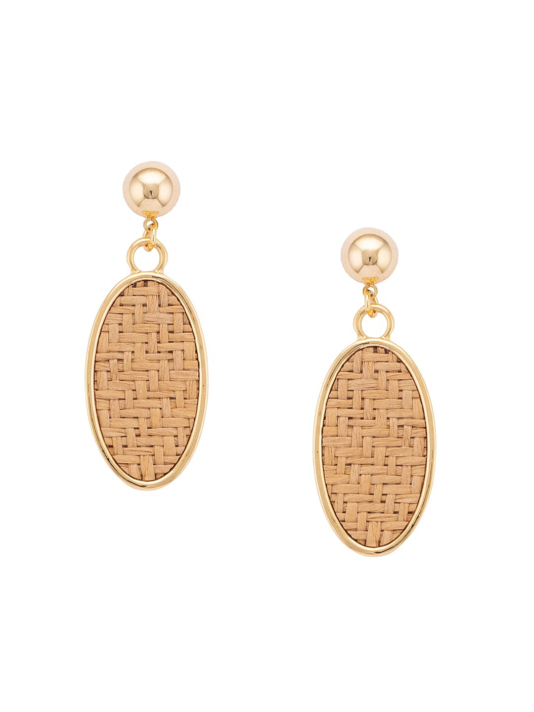 

Globus Gold-Toned & Brown Contemporary Handcrafted Drop Earrings