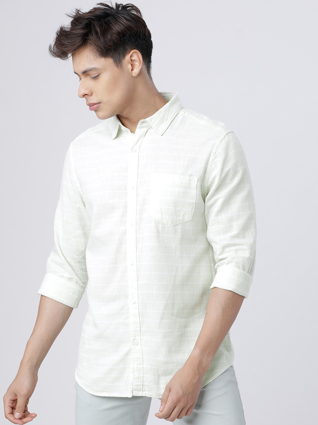 

HIGHLANDER Men Slim Fit Solid Casual Shirt, White