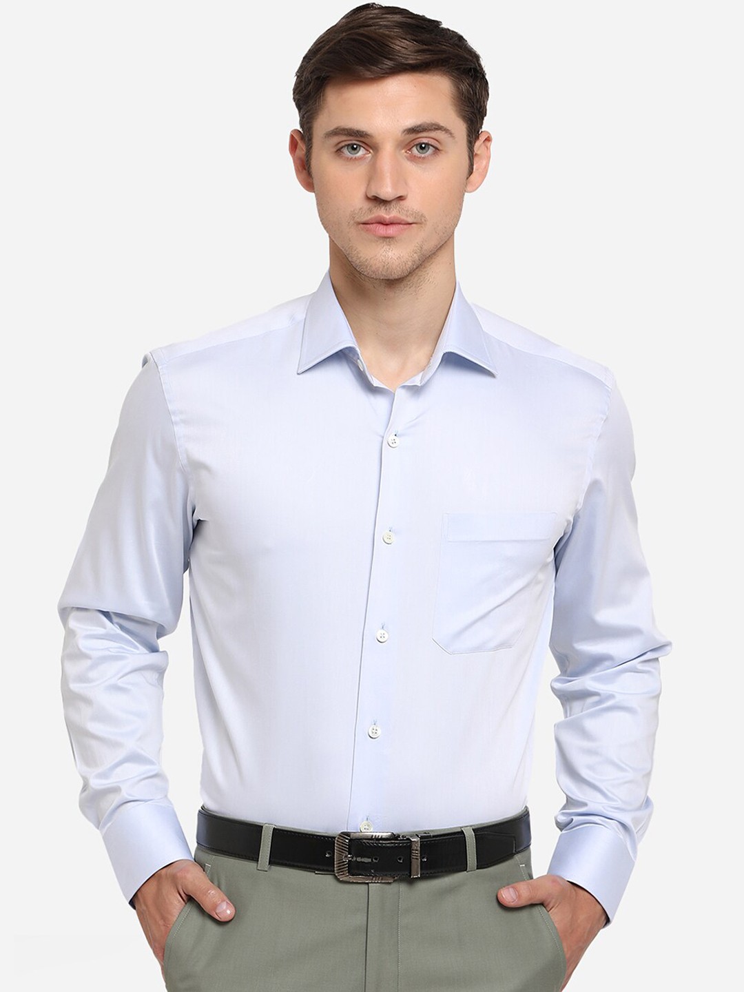 

JADE BLUE Men Blue Slim Fit Solid Formal Shirt