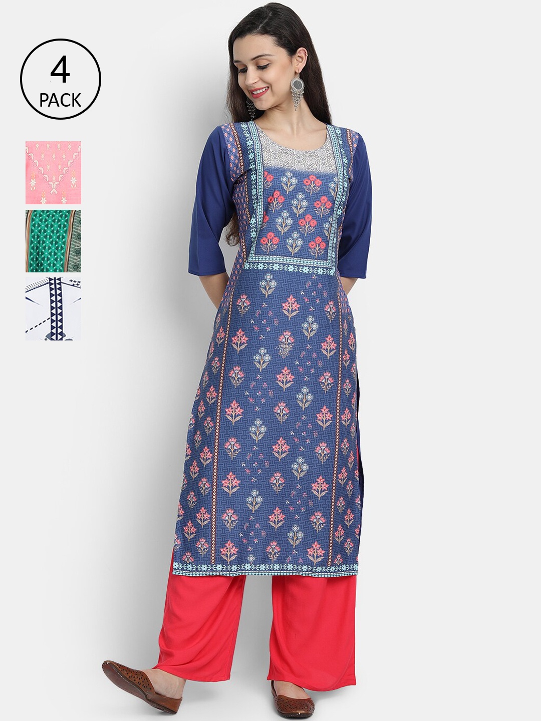

7Threads Women Multicoloured Printed Crepe Kurta, Multi