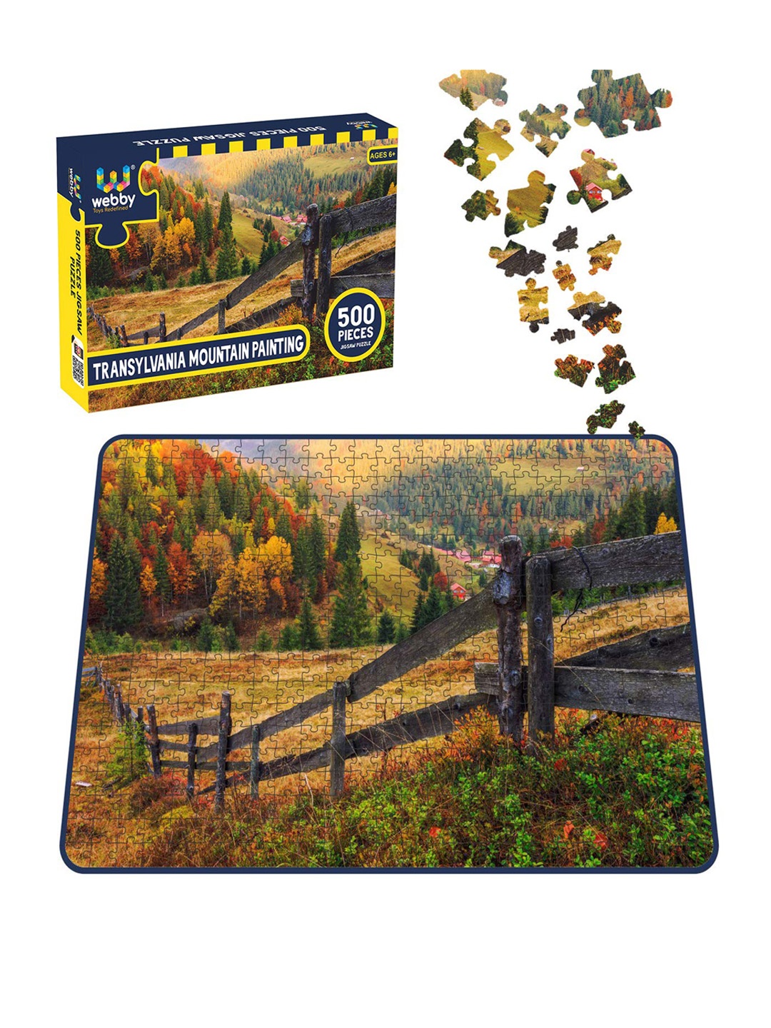 

Webby Kids Brown & Green 500 Pieces Transylvania Mountain Painting Jigsaw Puzzle