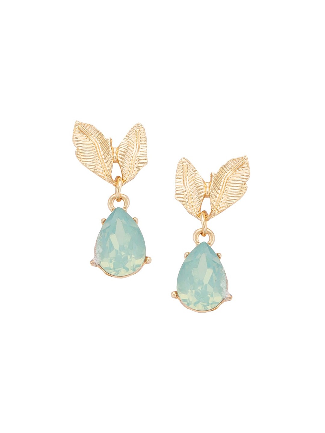 

Globus Gold-Toned & Blue Teardrop Shaped Drop Earrings