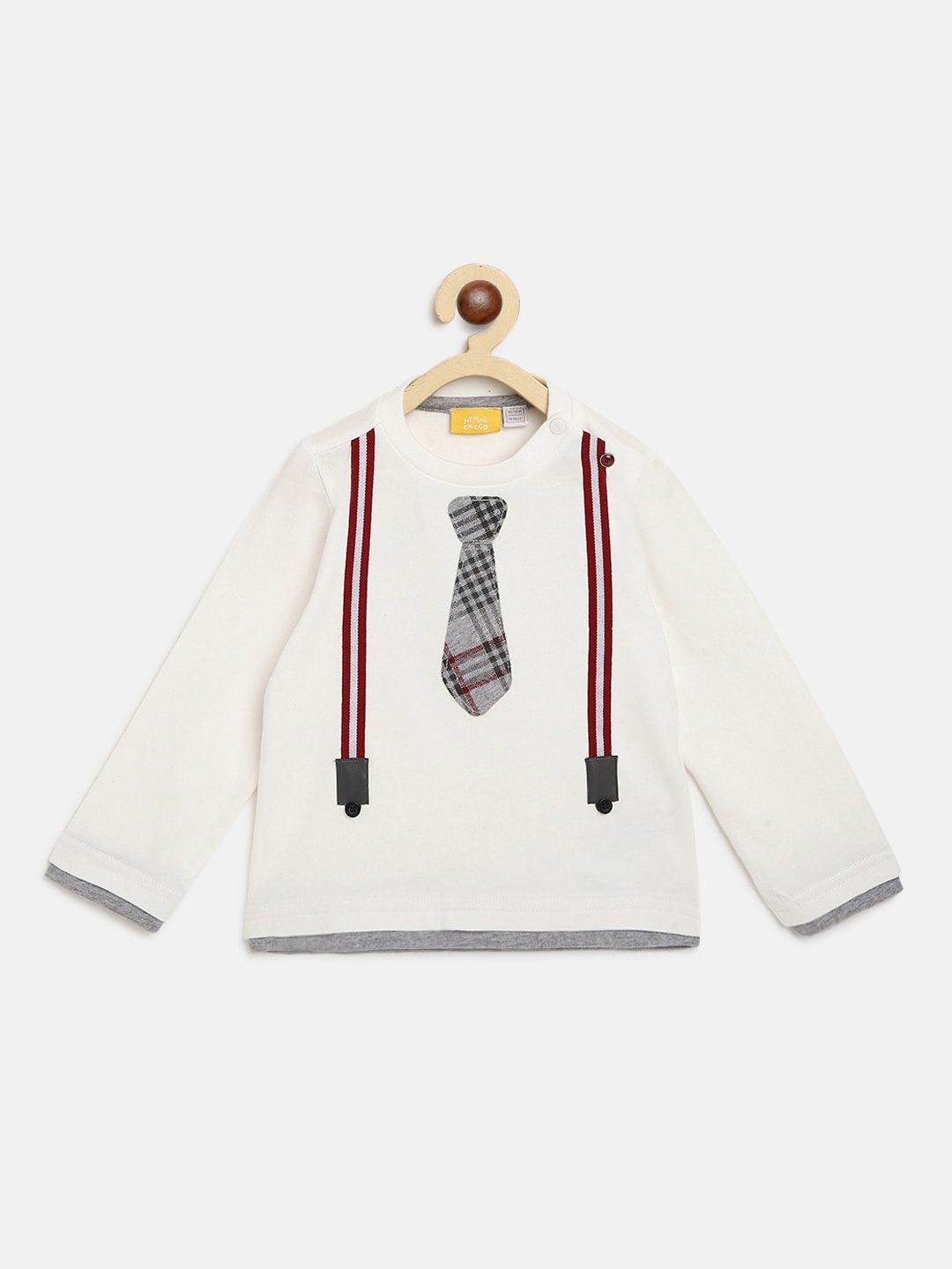 

Chicco Boys Off-White Printed Round Neck Pure Cotton T-shirt