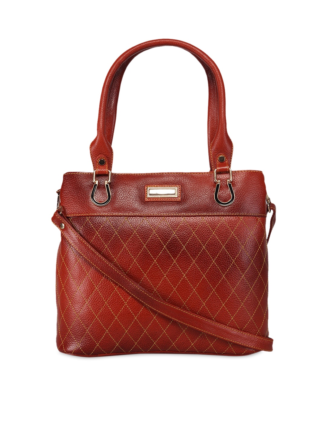 

GENWAYNE Brown Textured Leather Handheld Bag