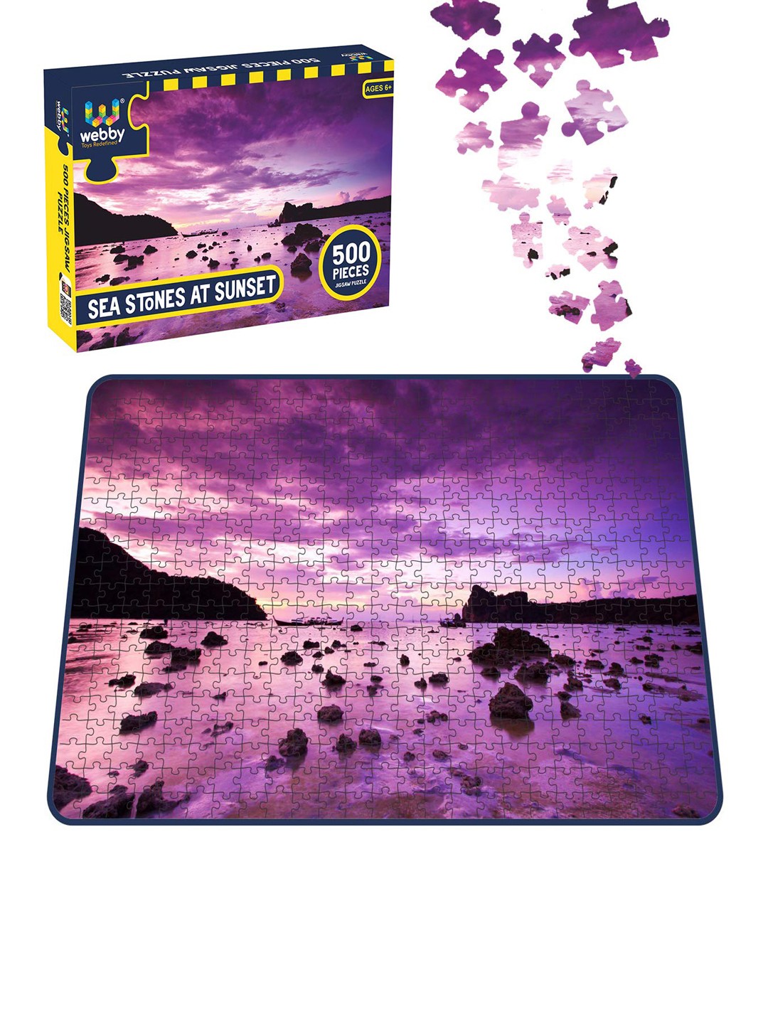 

Webby Kids Purple & Black 500 Pieces Sea Stones At Sunset Jigsaw Puzzle