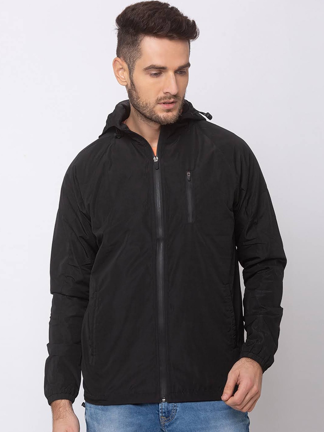 

SPYKAR Men Black Checked Padded Jacket