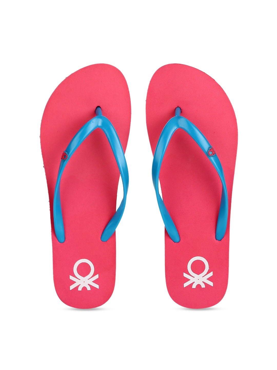 

United Colors of Benetton Women Pink & Blue Solid Thong Flip-Flops