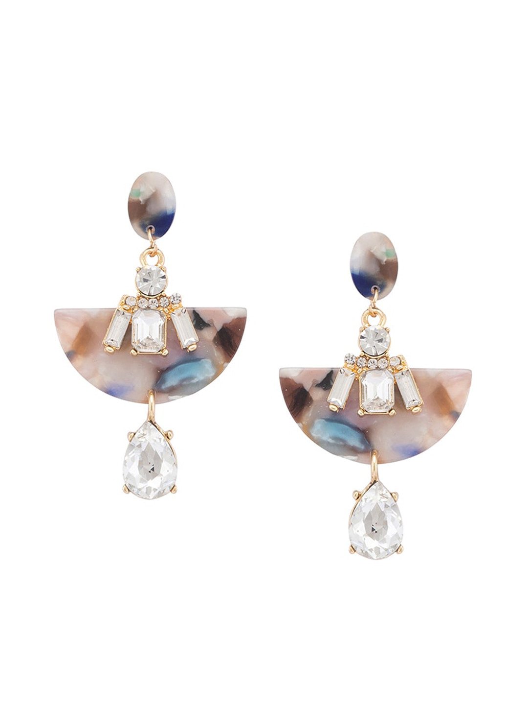 

Globus Gold-Toned & Brown Contemporary Drop Earrings