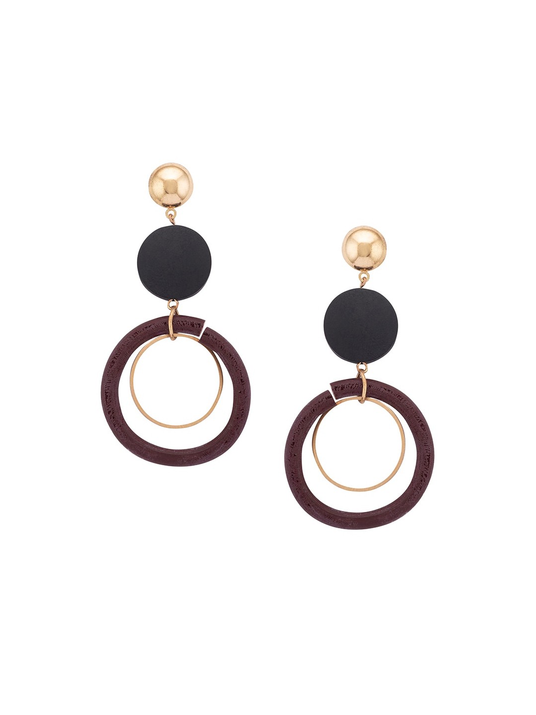 

Globus Gold-Toned & Brown Contemporary Drop Earrings
