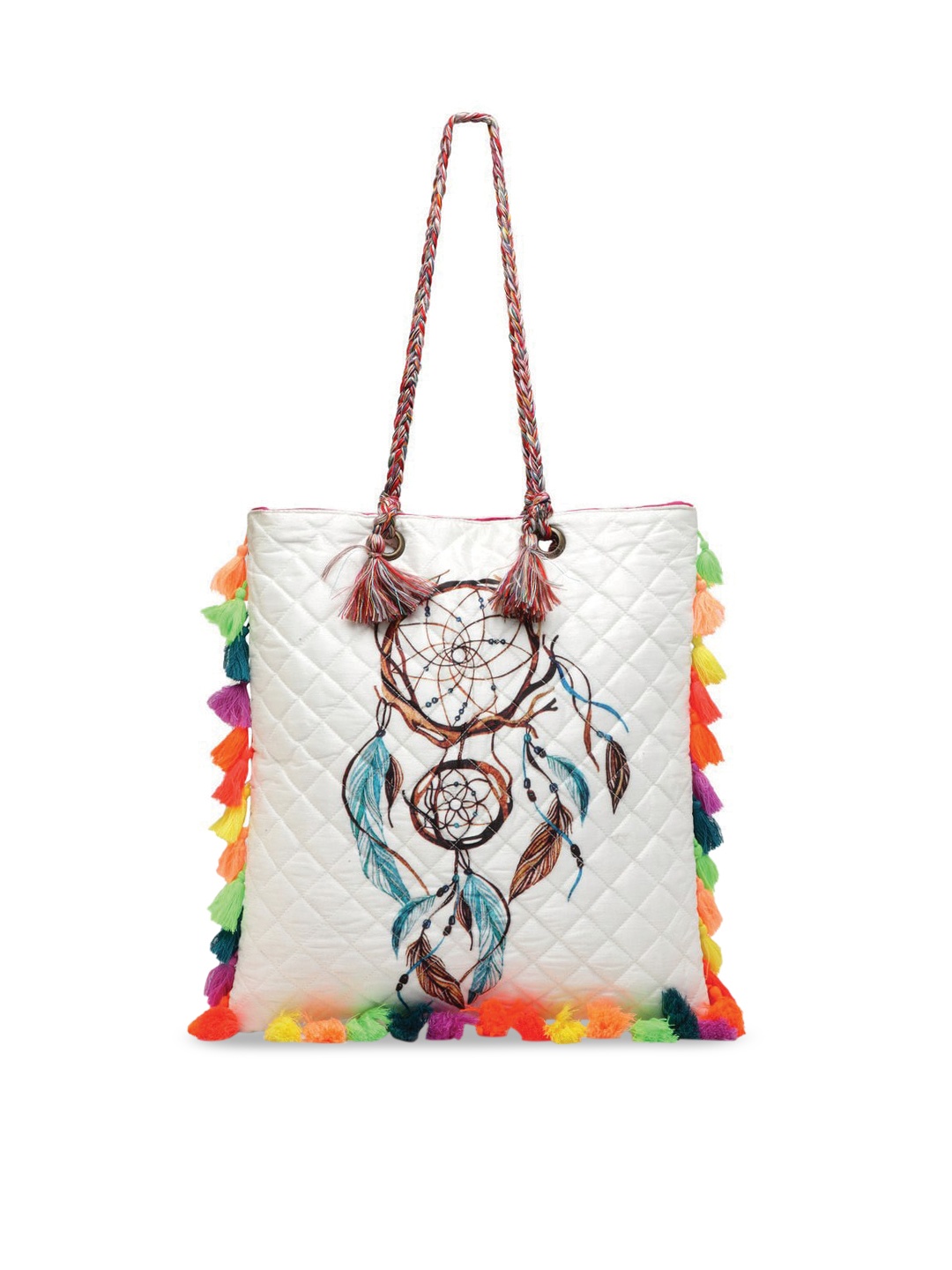 

The House of Tara White & Gold-Toned Printed Tote Bag