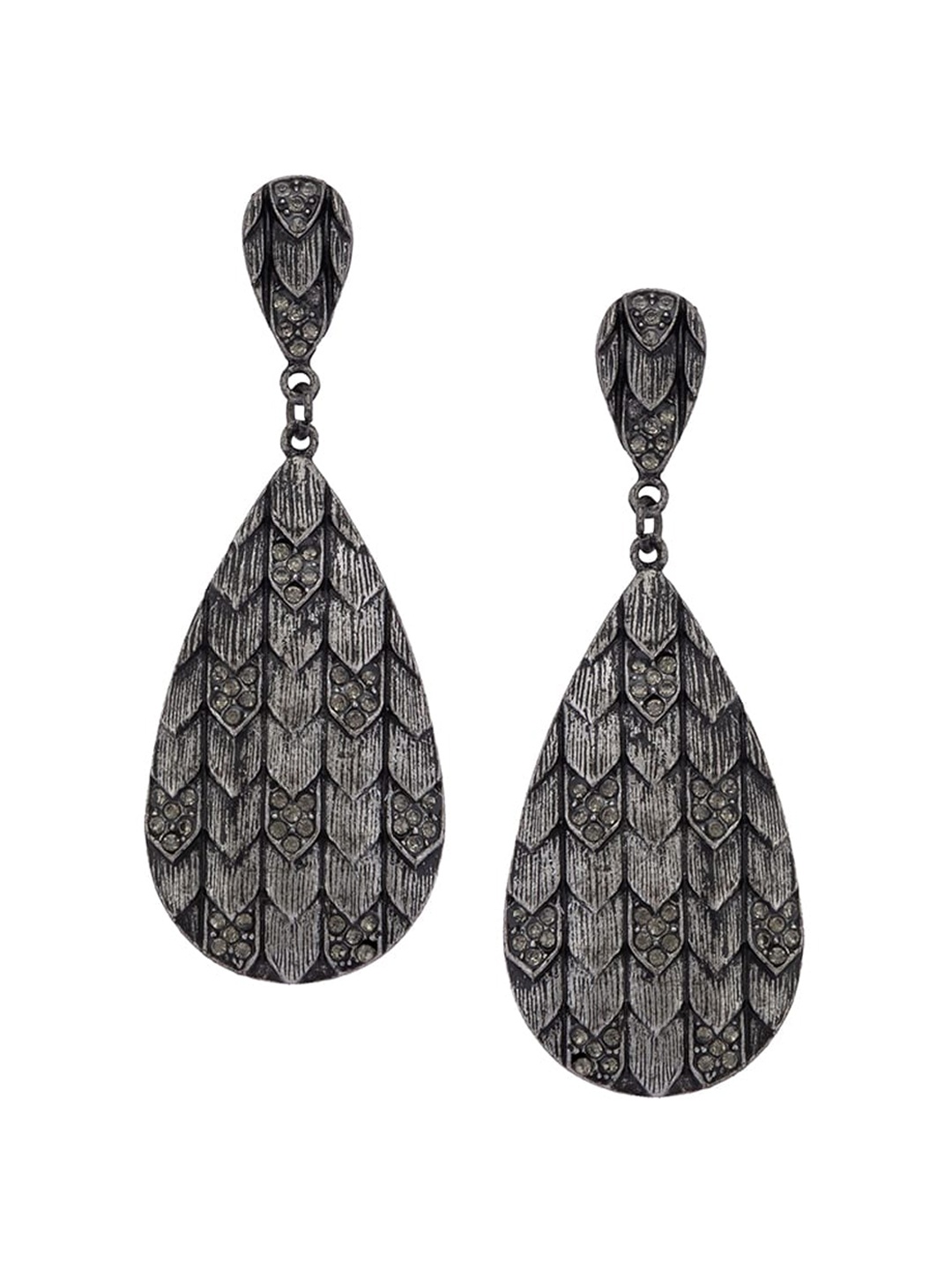 

Globus Silver-Toned Teardrop Shaped Drop Earrings