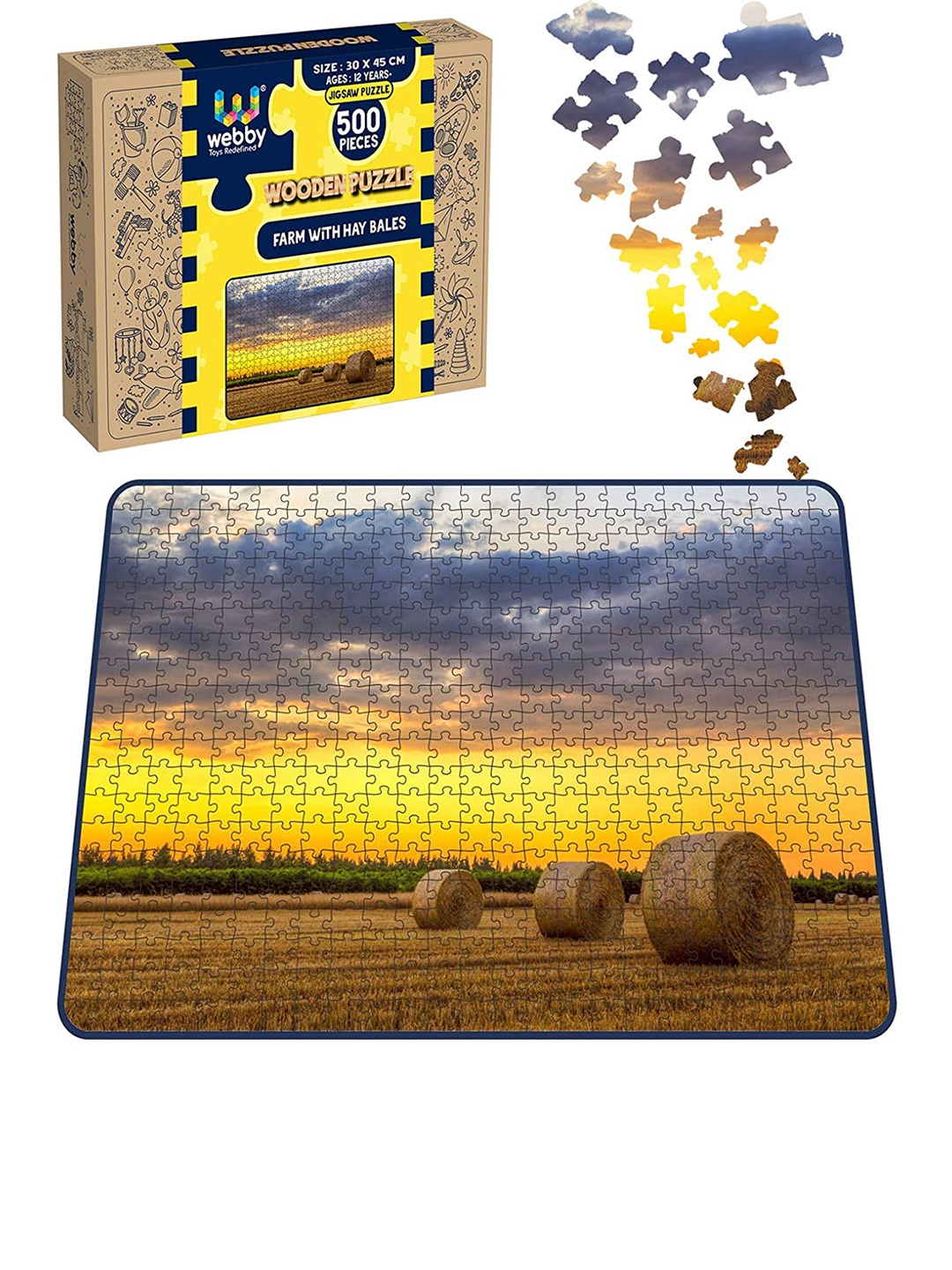 

Webby Kids Tan Brown & Yellow 500 Pieces Farm With Hay Bales Jigsaw Puzzle