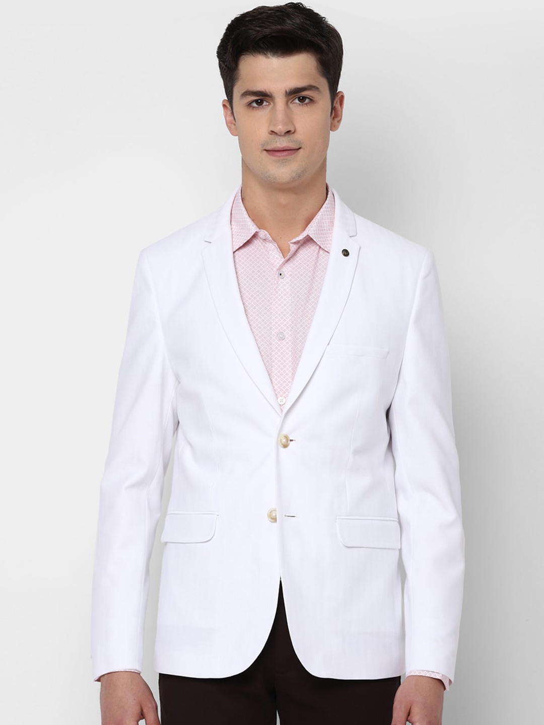 

Allen Solly Men White Solid Slim-Fit Single-Breasted Blazer