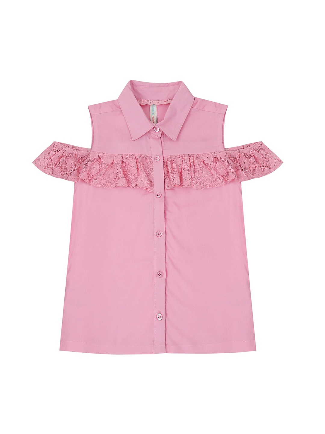 

Pantaloons Junior Girls Pink Shirt Style Top