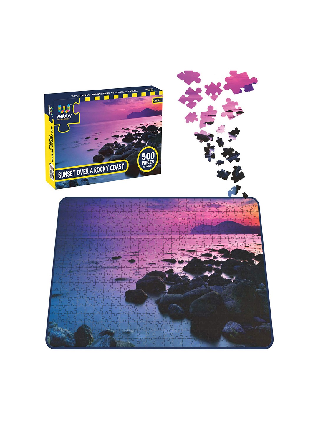 

Webby Kids Purple & Blue Sunset Over A Rocky Coast 500 Pieces Jigsaw Puzzle
