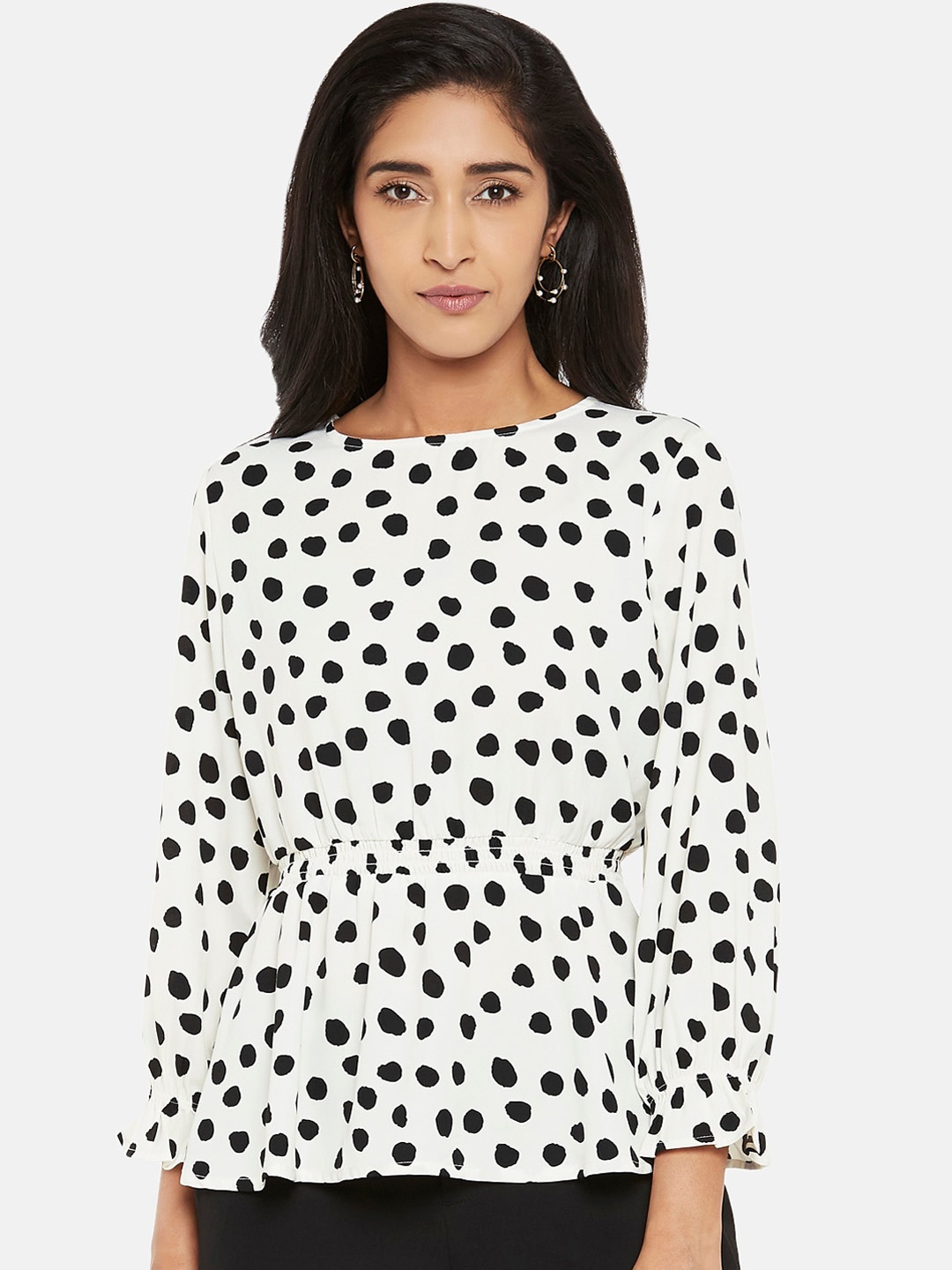 

Annabelle by Pantaloons Women White Printed Peplum Top