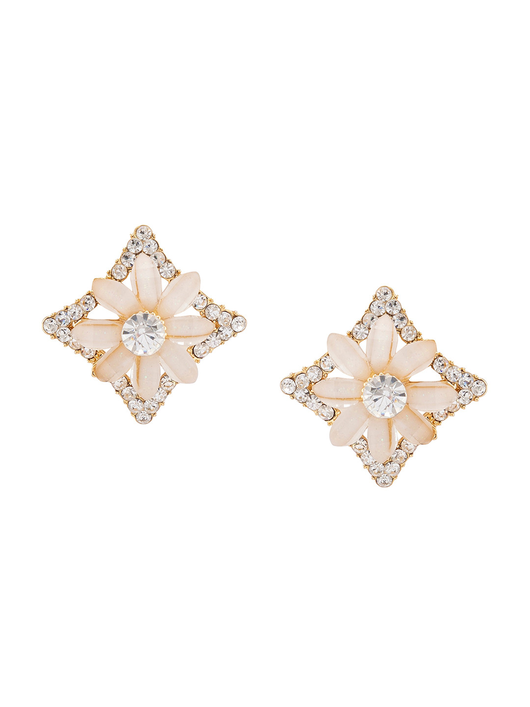 

Globus Gold-Toned & Pink Contemporary Studs