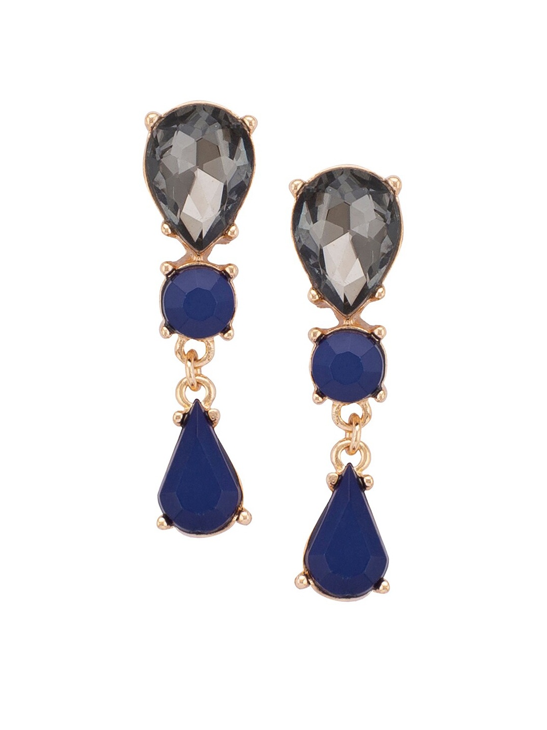 

Globus Gold-Toned & Blue Teardrop Shaped Drop Earrings