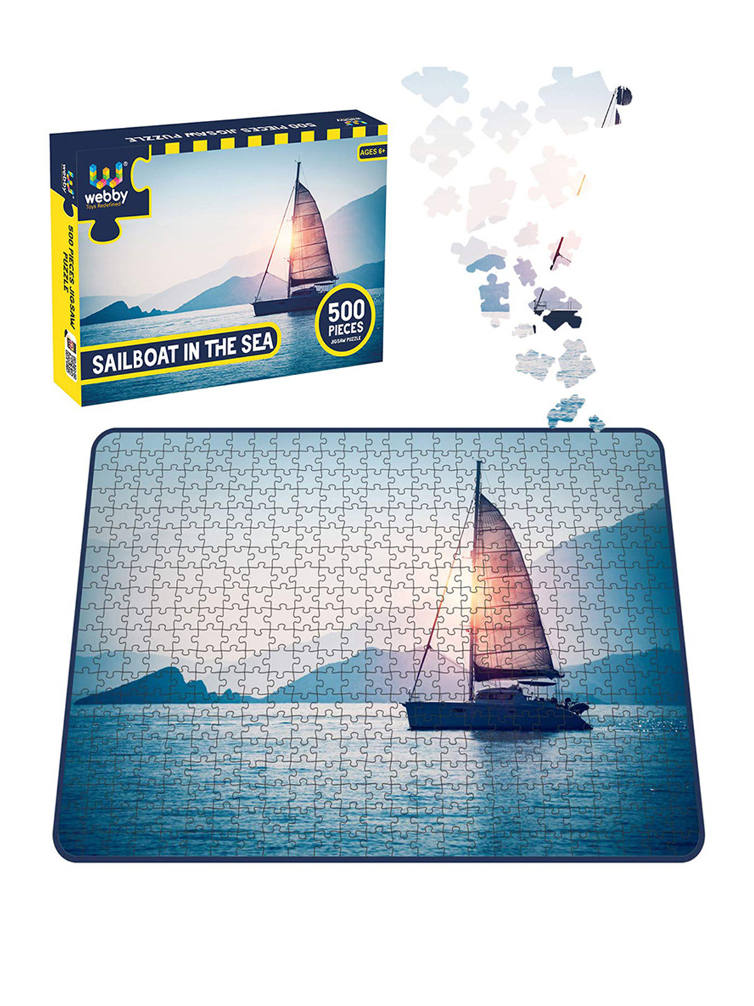 

Webby Kids Blue & Pink Sailboat In The Sea 500 Pieces Jigsaw Puzzle
