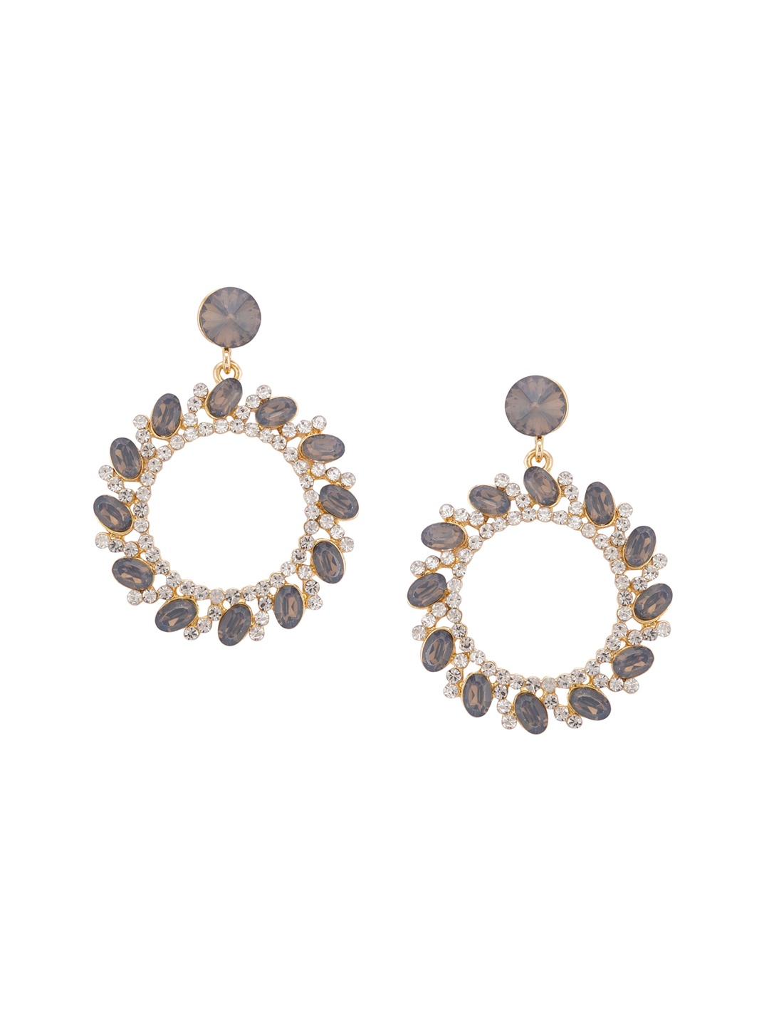 

Globus Gold-Toned & Grey Circular Drop Earrings