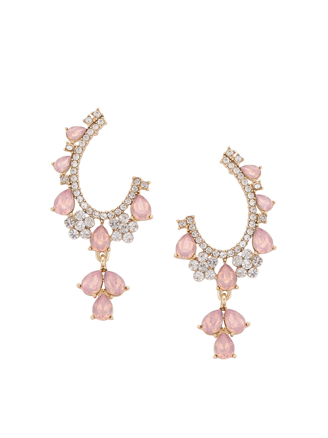 

Globus Pink & White Contemporary Drop Earrings