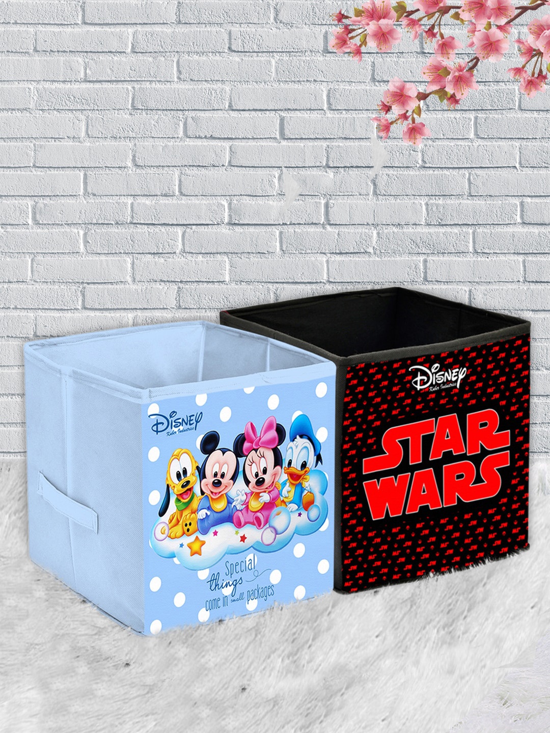 

Kuber Industries Set Of 2 Disney Print Extra Large Foldable Organiser Cubes, Blue