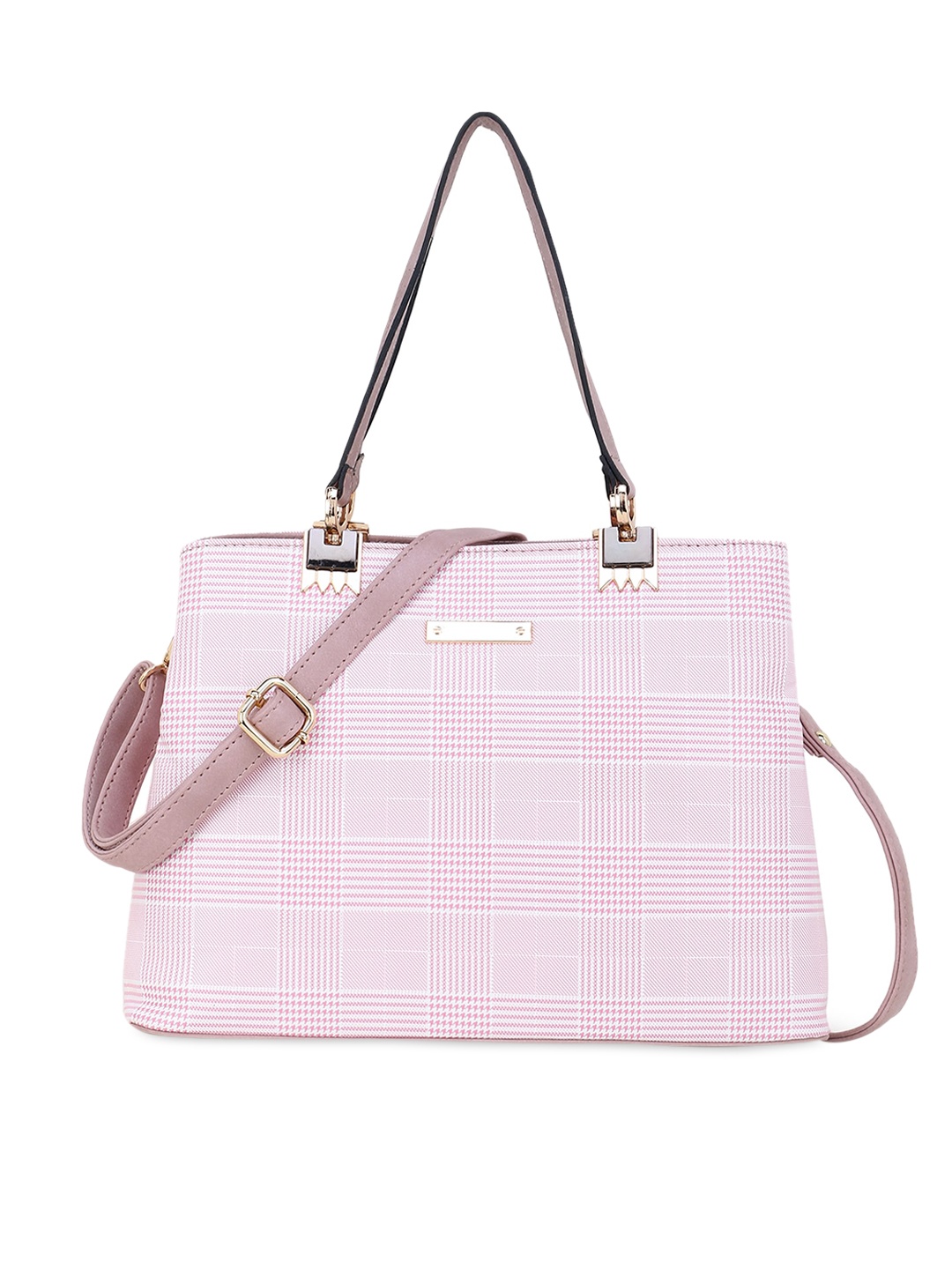 

WOMEN MARKS Pink Checked Shoulder Bag