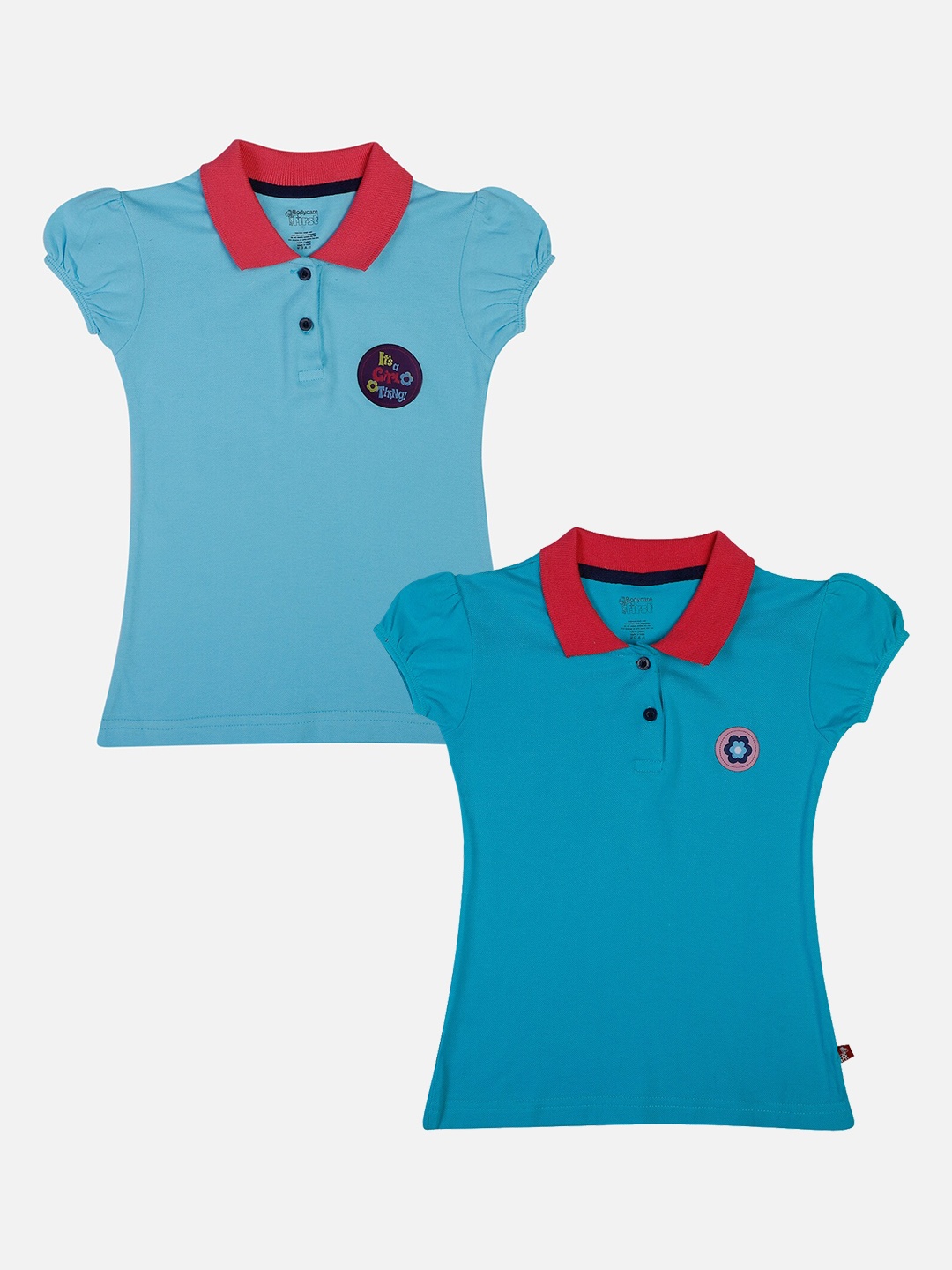 

Bodycare First Girls Pack Of 2 Blue Solid Polo Collar T-shirts