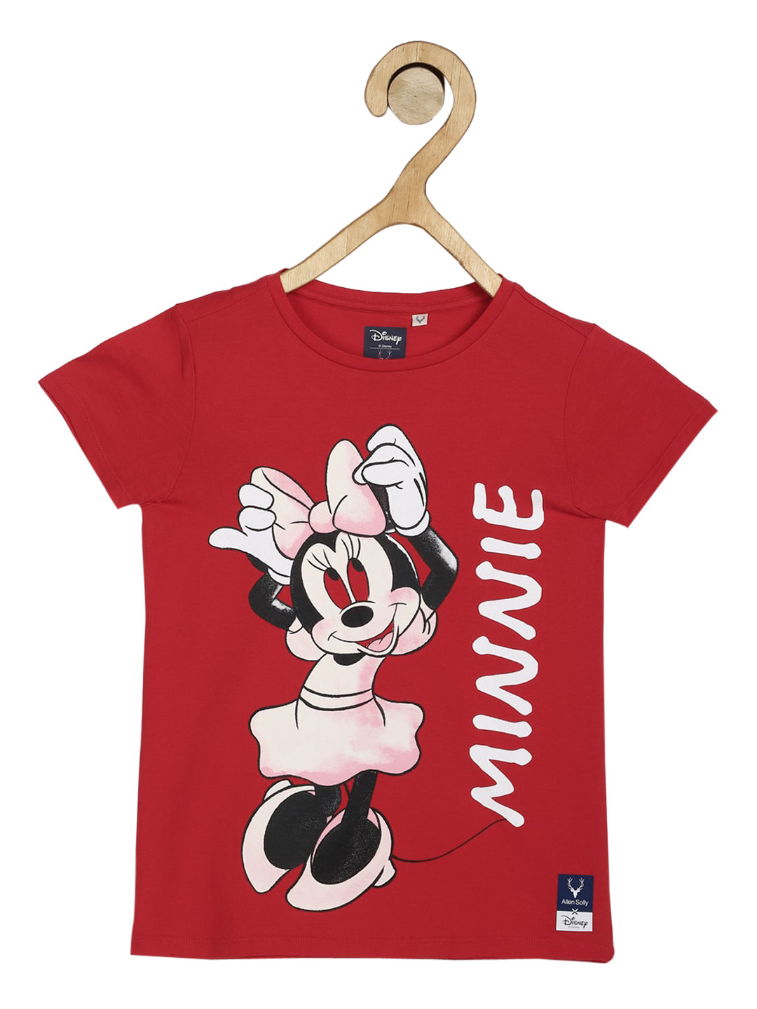 

Allen Solly Junior Girls Red Minnie Mouse Printed Round Neck T-shirt
