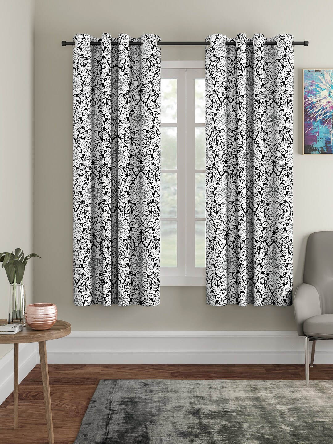 

Rajasthan Decor Black & White Set of 2 Curtains