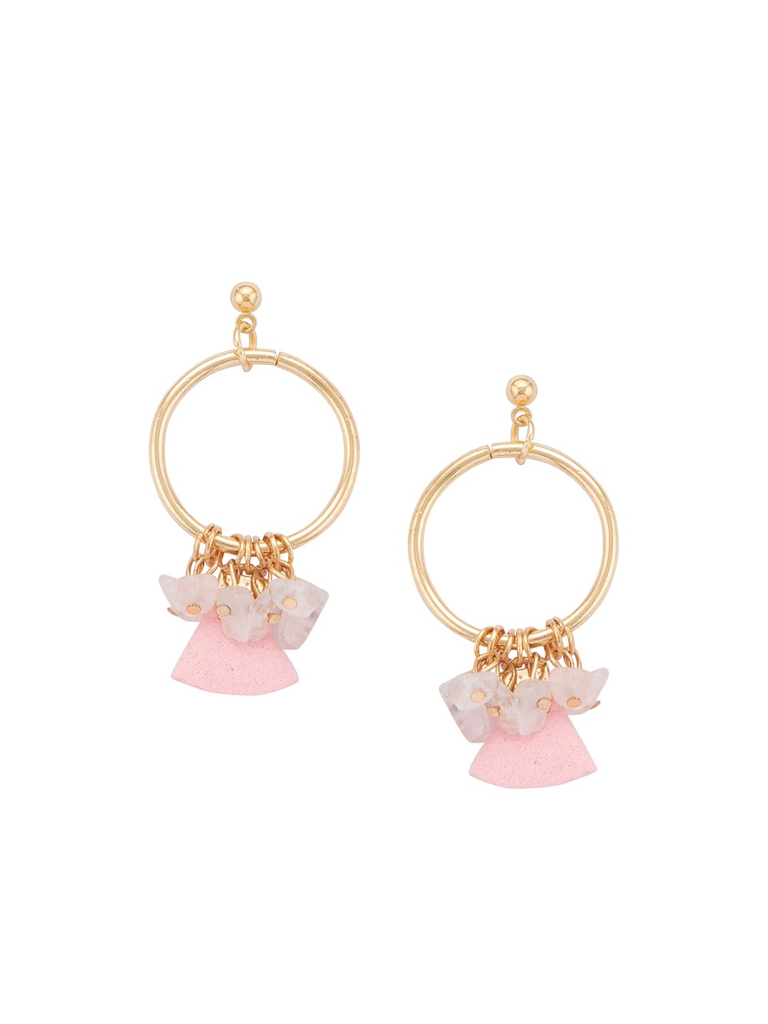 

Globus Gold-Toned & Pink Contemporary Hoop Earrings