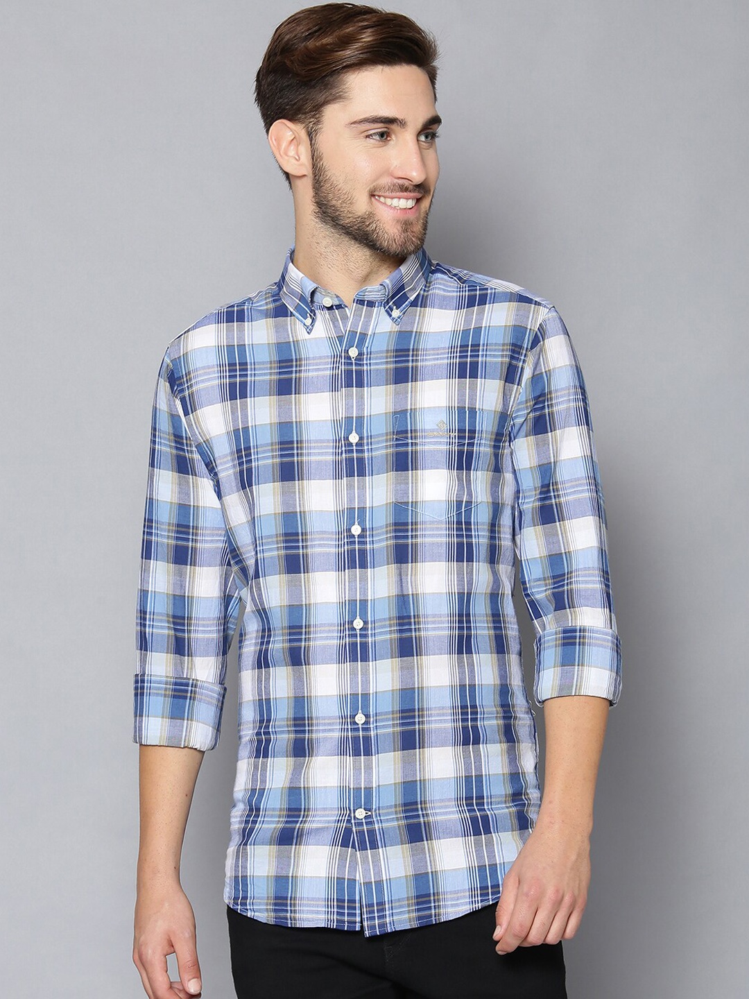GANT Men Pacific Blue Regular Fit Checked Casual Shirt