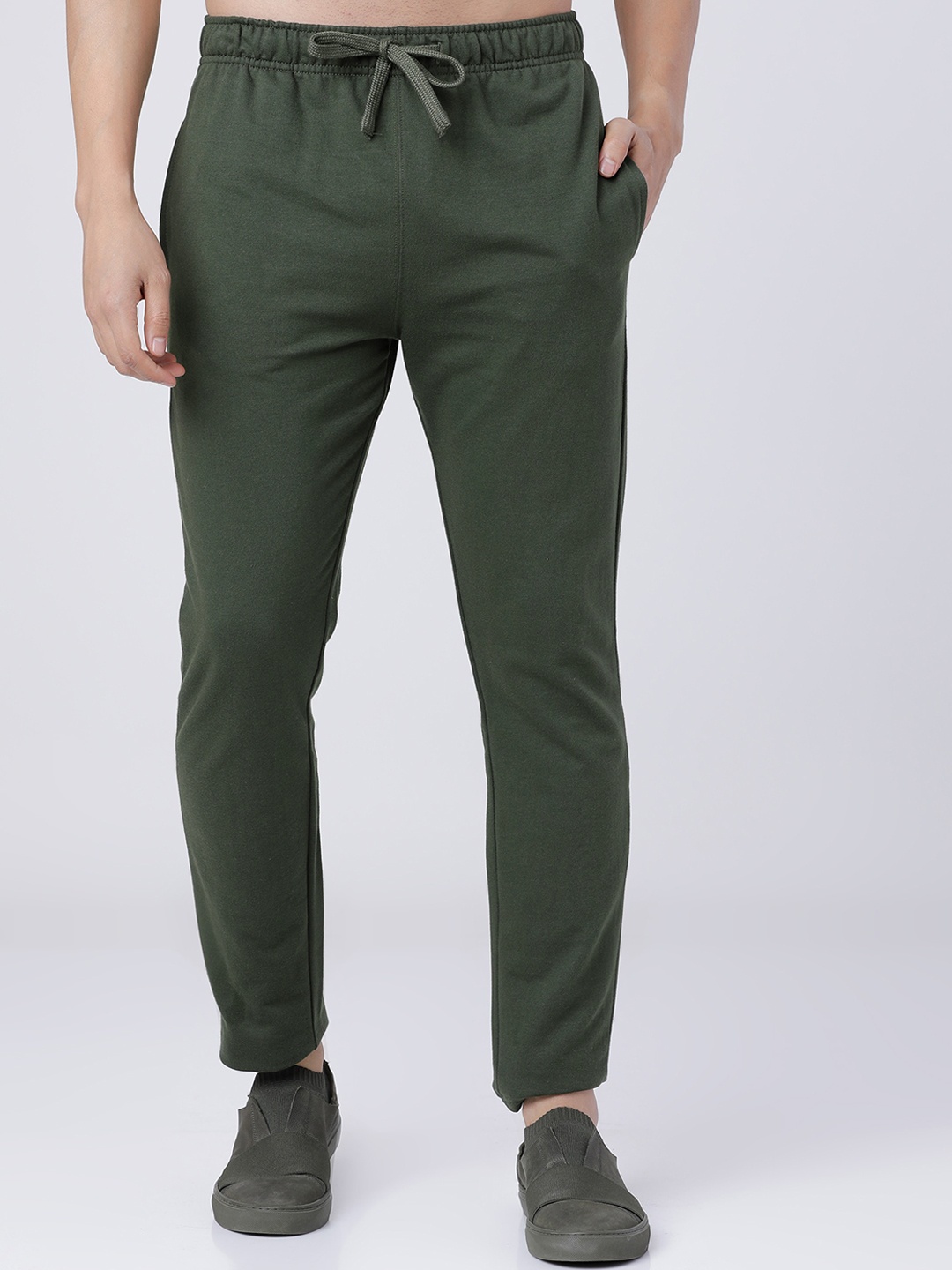 

HIGHLANDER Men Olive Green Solid Slim-Fit Track Pants