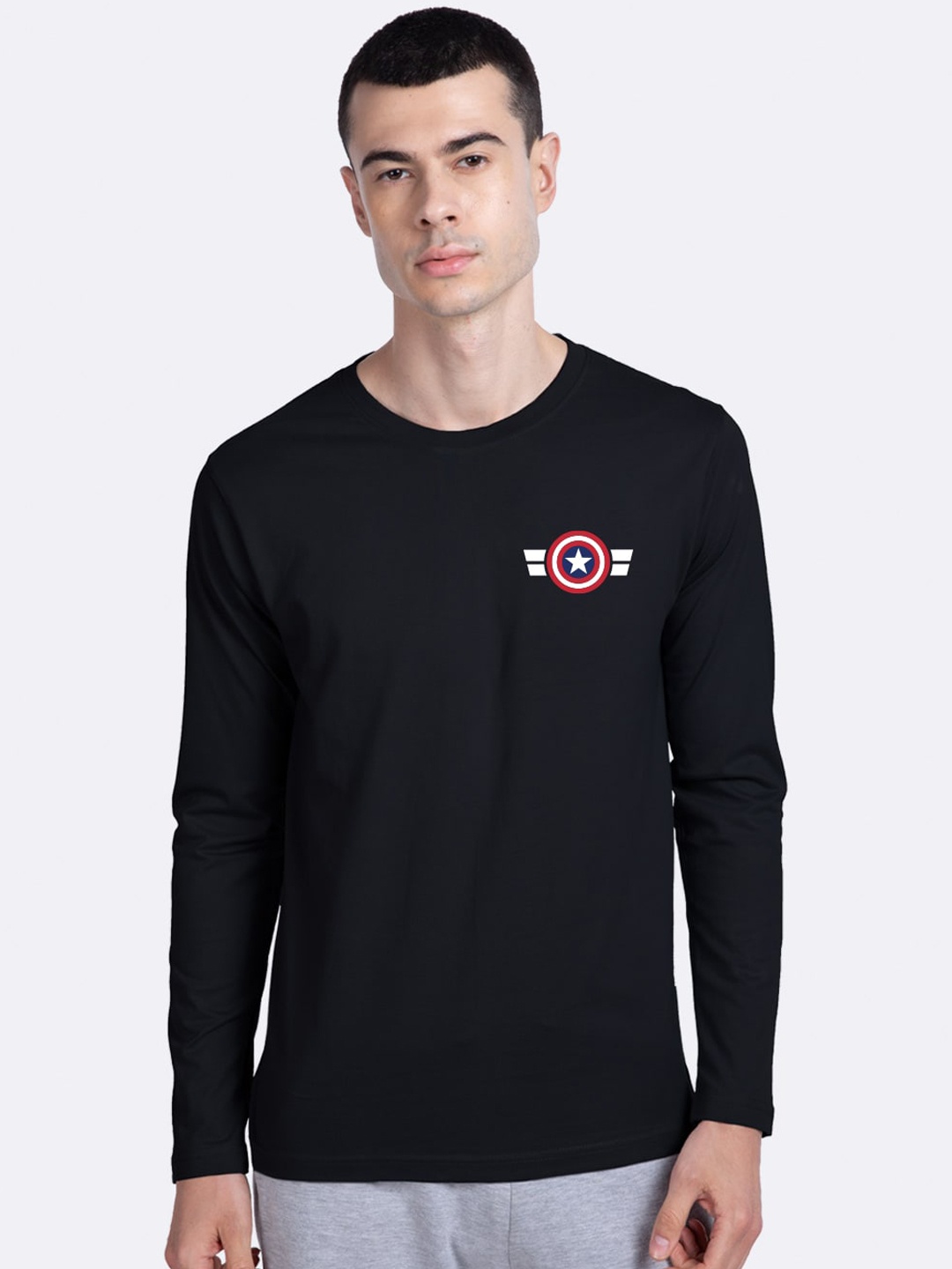

Bewakoof Men Black Captain America Printed Round Neck T-shirt
