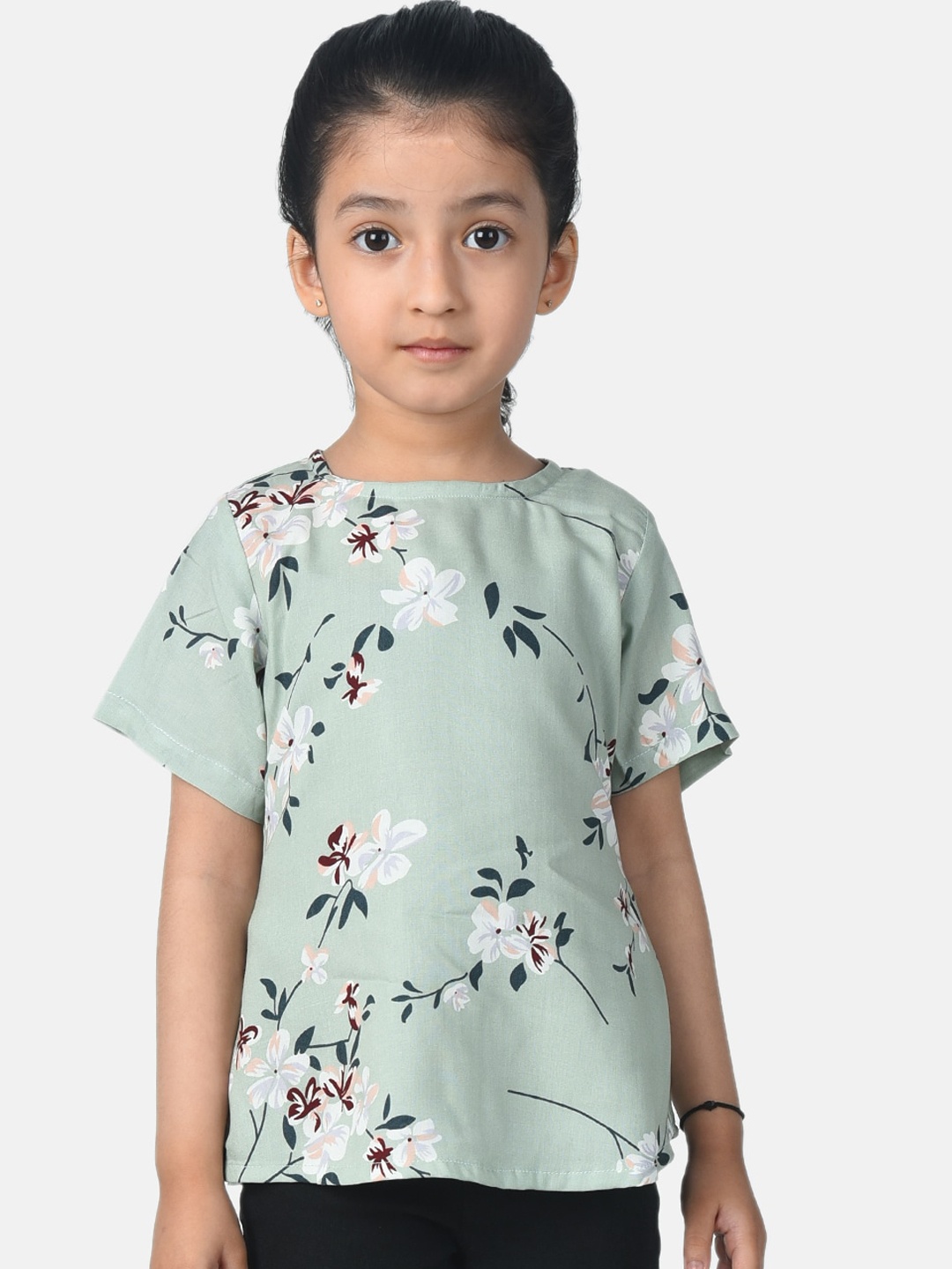 

Esme Sea Green Printed Regular Top