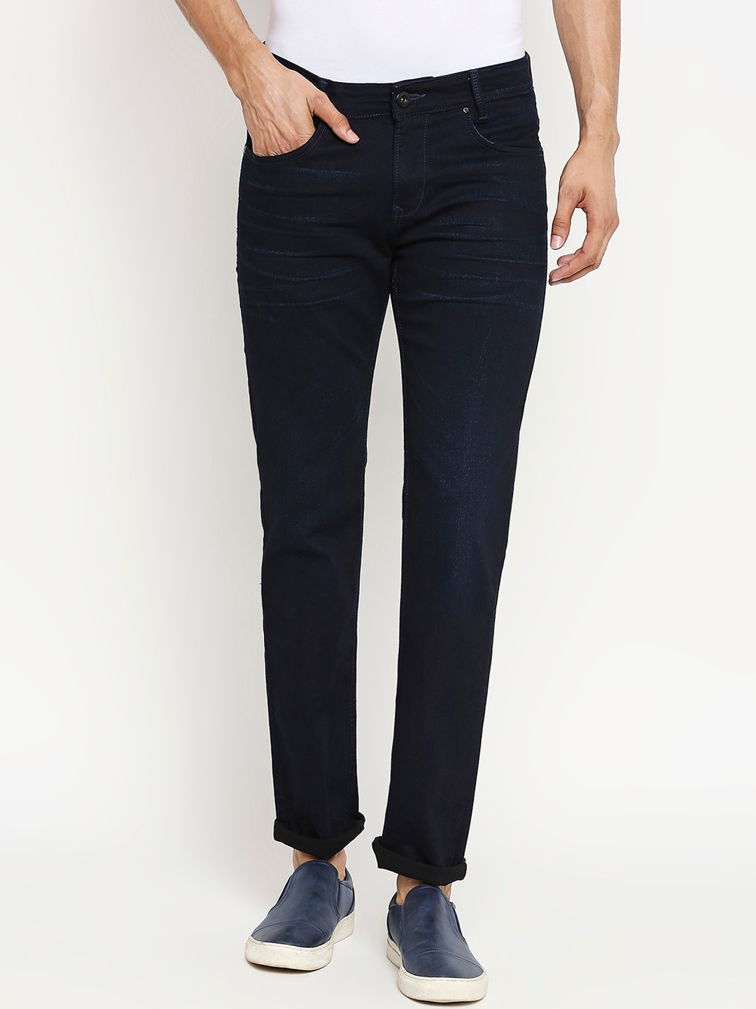 

Mufti Men Navy Blue Skinny Fit Mid-Rise Clean Look Stretchable Jeans