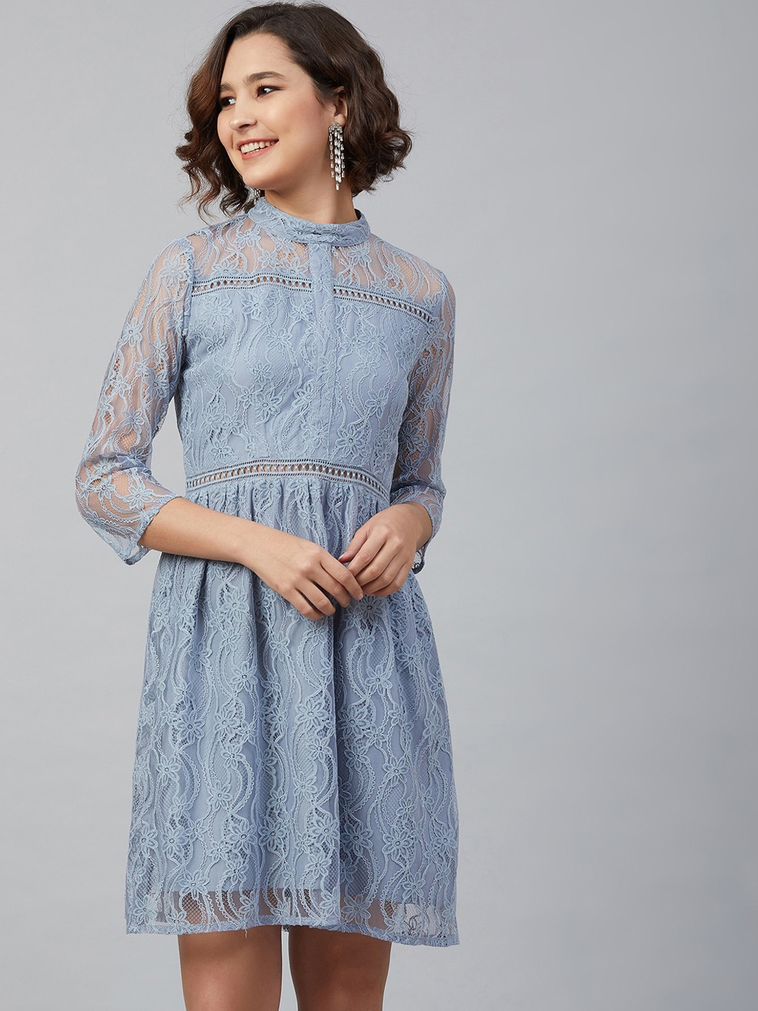 

Marie Claire Women Blue Self Design A-Line Dress