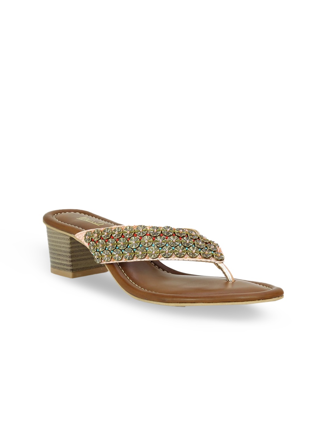 

Inc 5 Women Pink & Gold-Toned Embellished Sandals