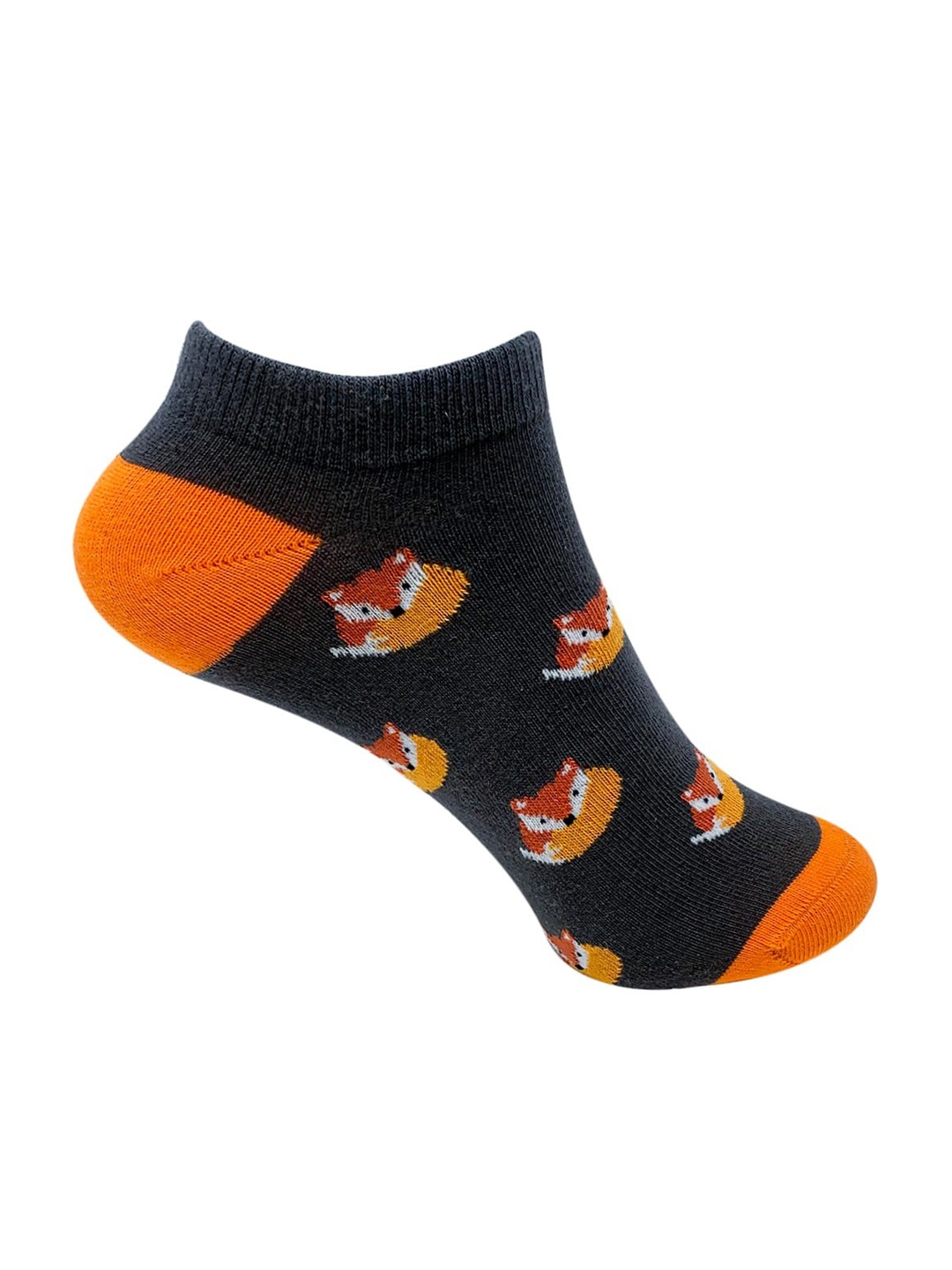 

Mint & Oak Women Grey & Orange Patterned Ankle- Length Socks