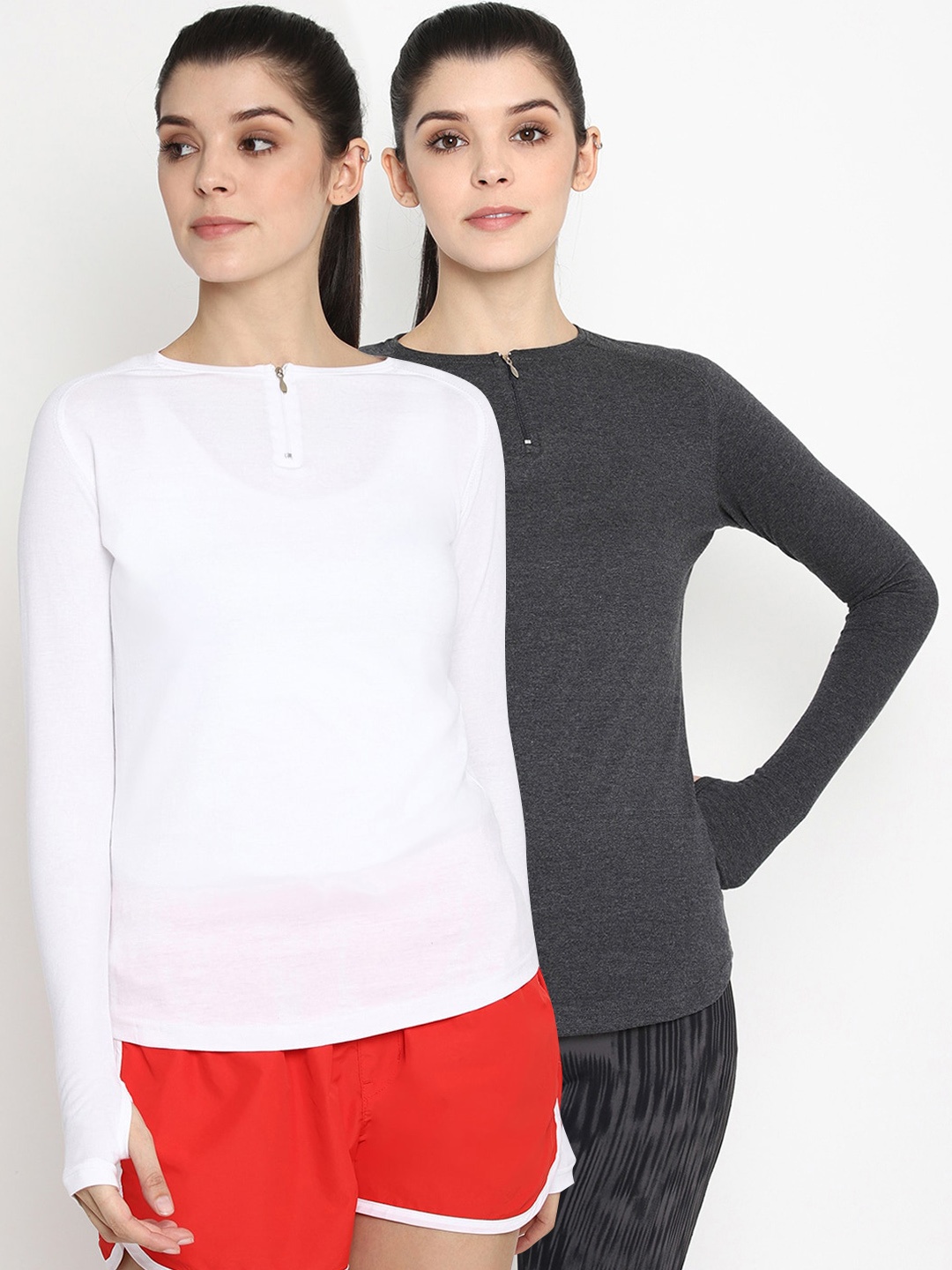 

appulse Women Multicoloured Solid Henley Neck T-shirt, Multi