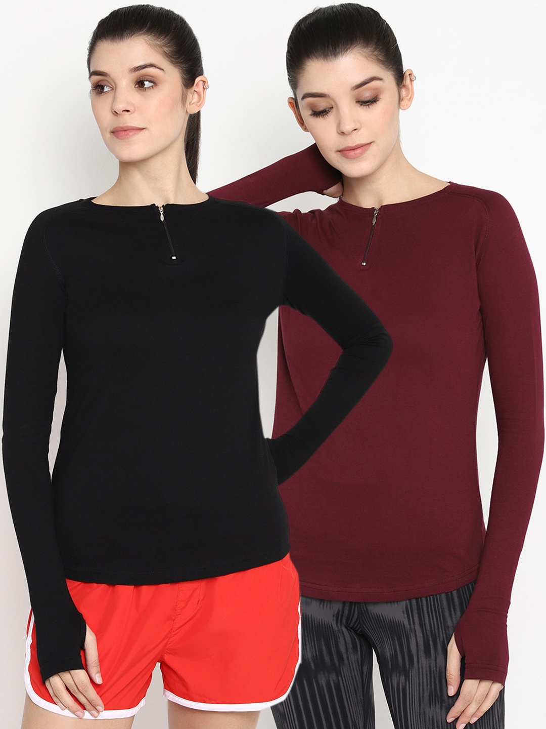

appulse Women Multicoloured Solid Henley Neck T-shirt, Multi