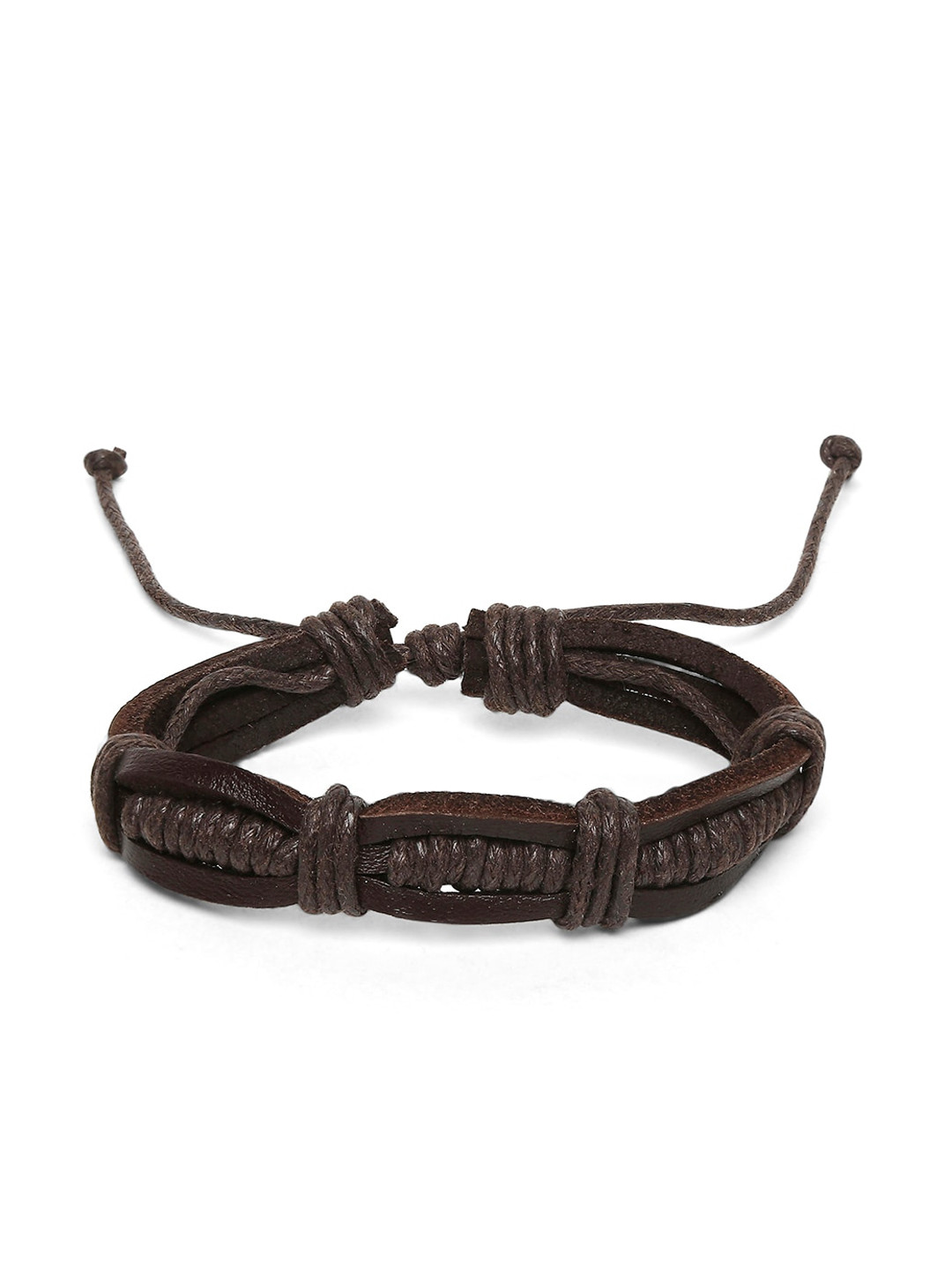 

OOMPH Men Brown Leather Handcrafted Multistrand Bracelet