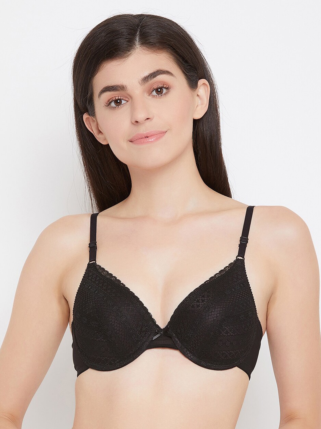 

Clovia Level 1 Push-Up Non-Wired Demi Cup Bridal Bra BR1544M1332B, Black