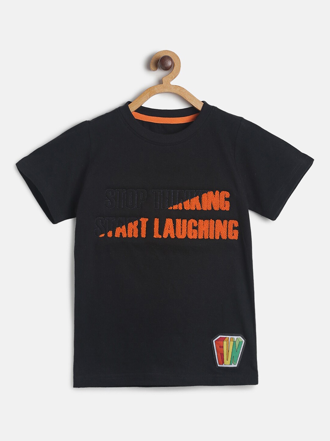 

TALES & STORIES Boys Black Printed Round Neck T-shirt