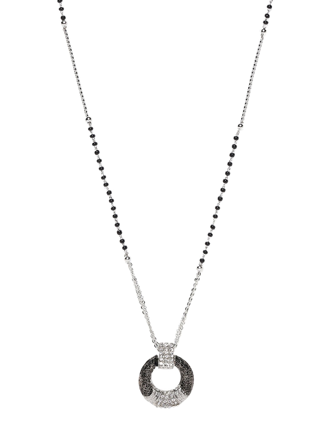 

Mahi Black & White Oxidized Crystal Mangalsutra Pendant