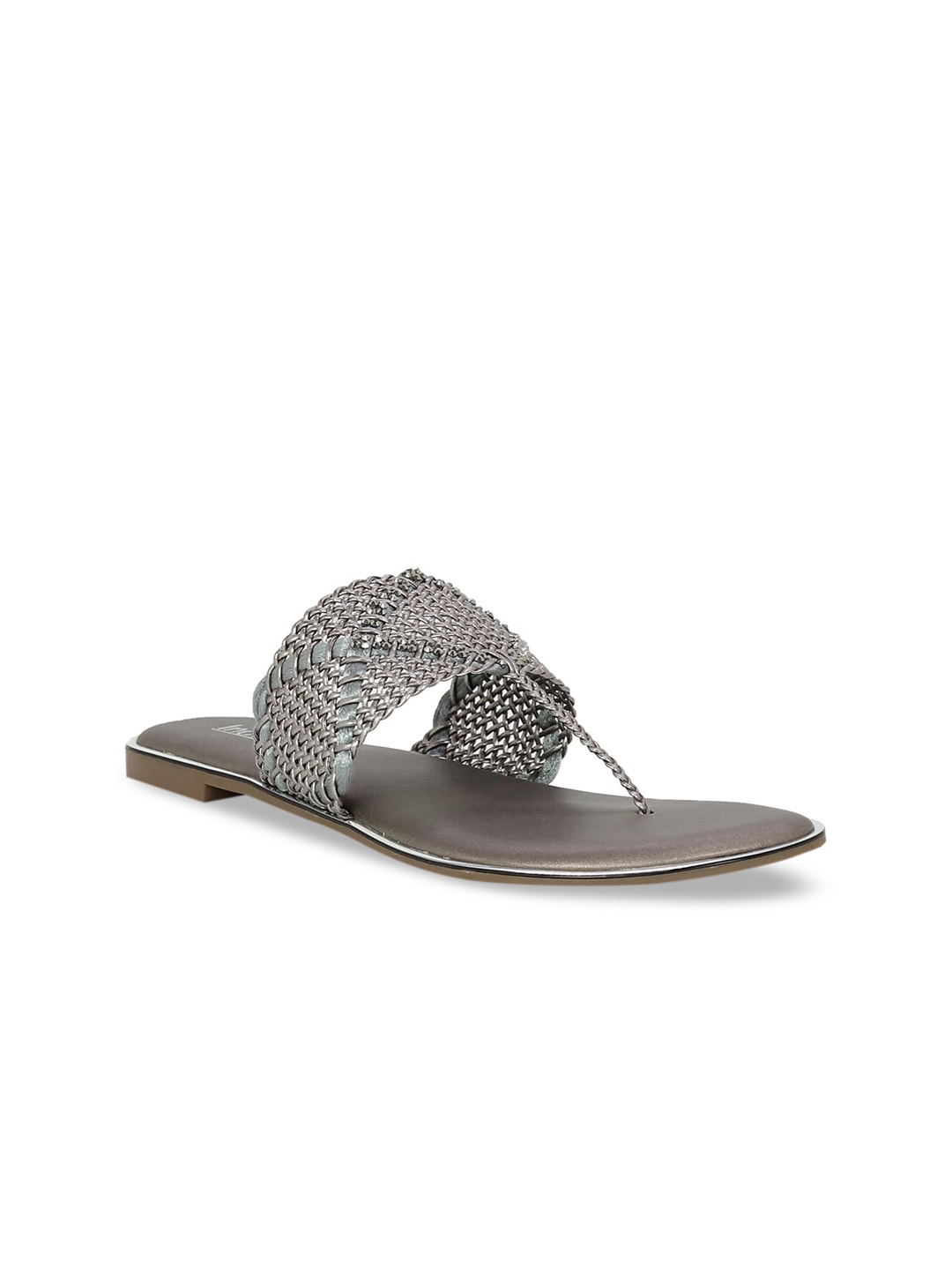 

Inc 5 Women Grey Embellished Open Toe Flats