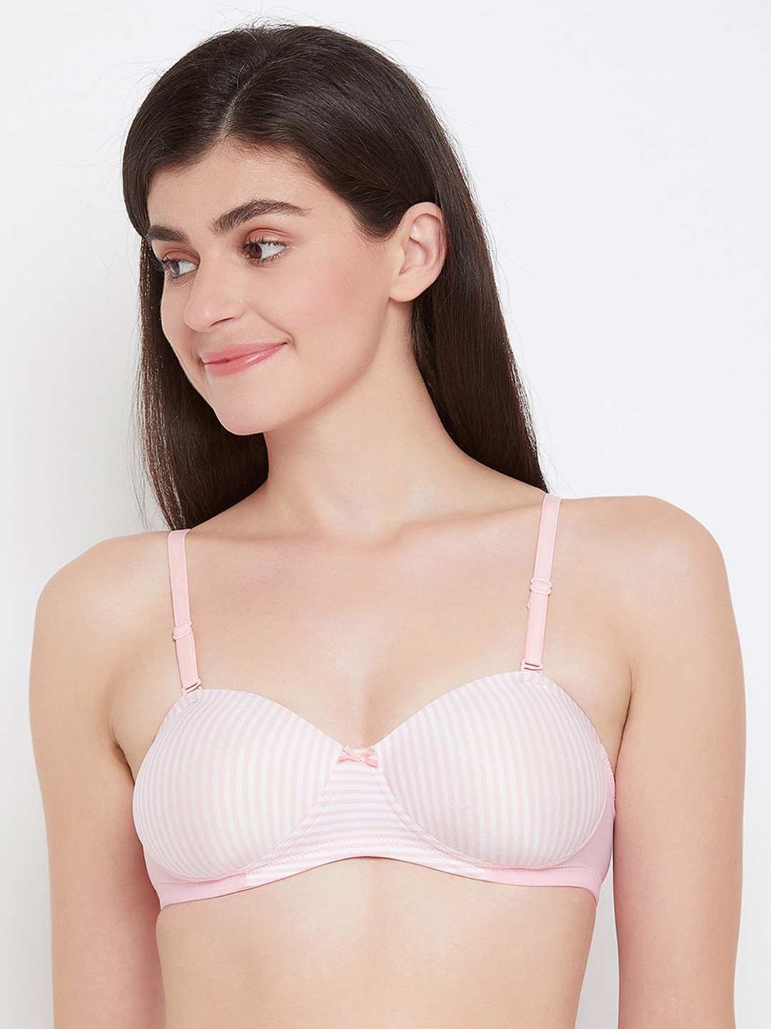 

Clovia Pink & White Printed Non-Wired Lightly Padded T-shirt Bra BR2081M2232E